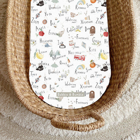 Alphabet Print PVC Changing Basket Liner | Bobbin and Bumble | Bobbin and Bumble.