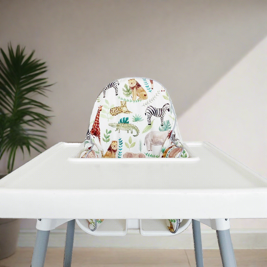 IKEA High Chair waterproof Cover - Safari Animals Print | Bobbin and Bumble.