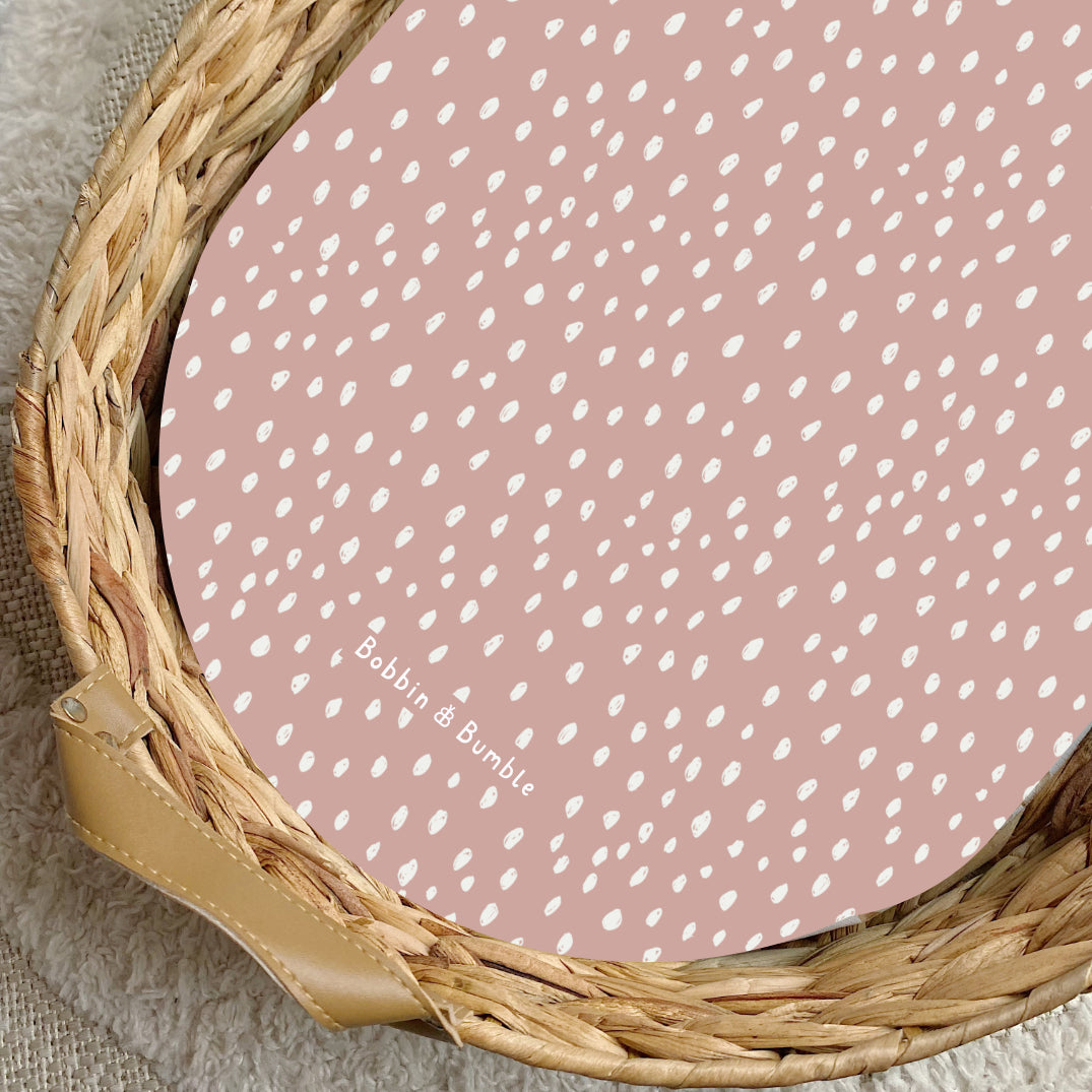 Dusky Pink Dots PVC Changing Basket Liner | Bobbin and Bumble