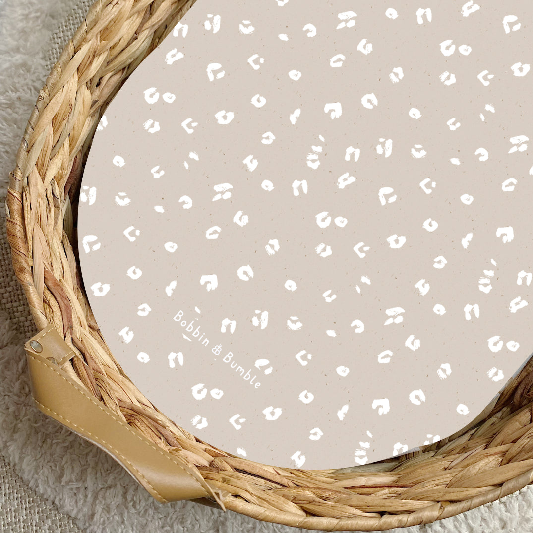 Sand Animal Print PVC Changing Basket Liner | Bobbin and Bumble | Bobbin and Bumble.