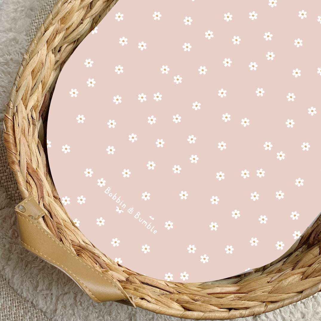 Pink Daisy PVC Changing Basket Liner | Bobbin and Bumble | Bobbin and Bumble.