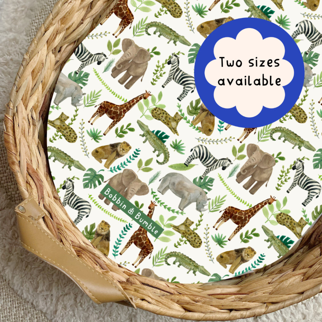 Safari Animals PVC Changing Basket Liner | Bobbin and Bumble | Bobbin and Bumble.