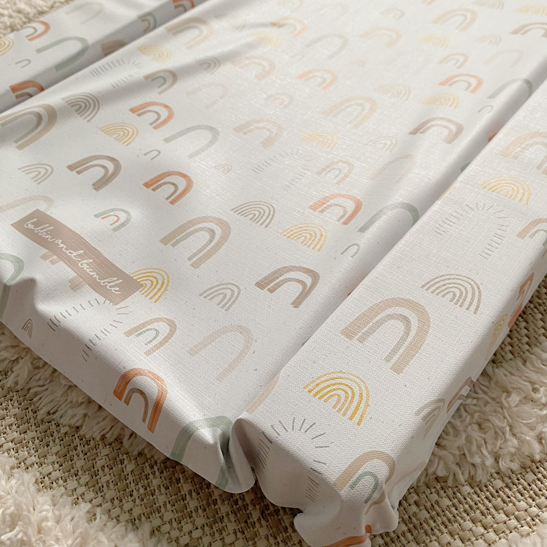 Deluxe Baby Changing Mat - Abstract Rainbow Print | Bobbin and Bumble.