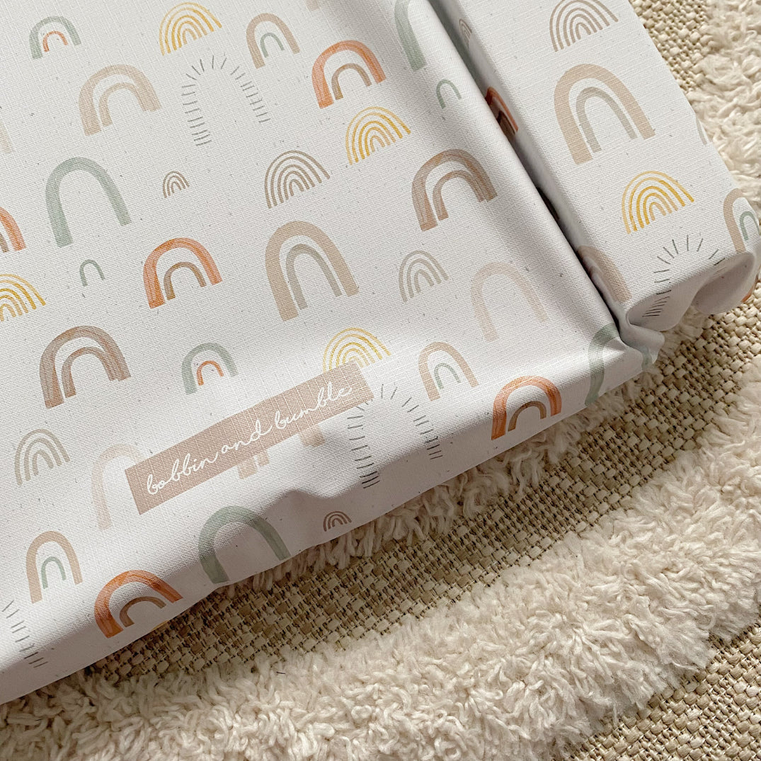 Deluxe Baby Changing Mat - Abstract Rainbow Print | Bobbin and Bumble.