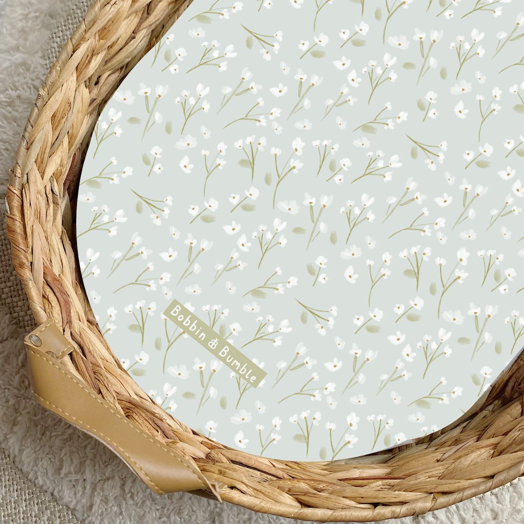 Baby’s Breath Flowers PVC Changing Basket Liner | Bobbin and Bumble | Bobbin and Bumble.