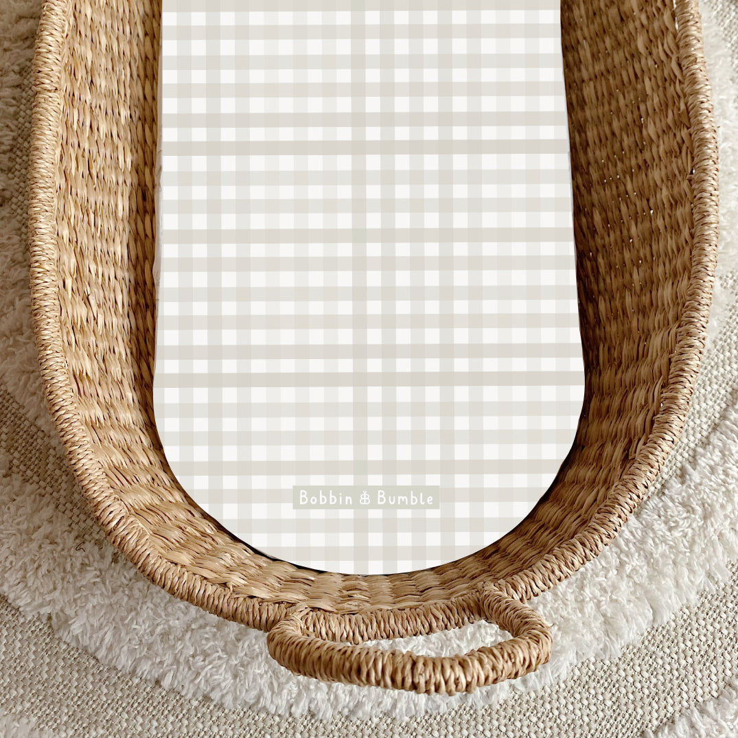 Beige Gingham PVC Changing Basket Liner | Bobbin and Bumble | Bobbin and Bumble.