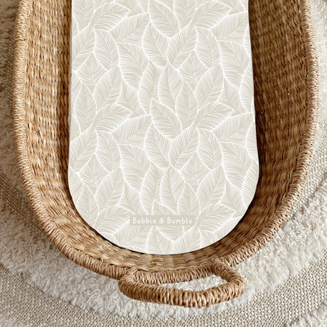 Beige Leaf PVC Changing Basket Liner | Bobbin and Bumble