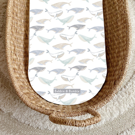 Whales PVC Changing Basket Liner | Bobbin and Bumble