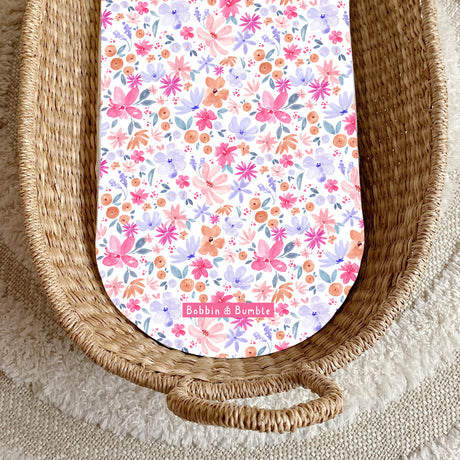 Magenta Pink Floral PVC Changing Basket Liner | Bobbin and Bumble