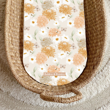 Peach and Cream Peony PVC Changing Basket Liner | Bobbin and Bumble