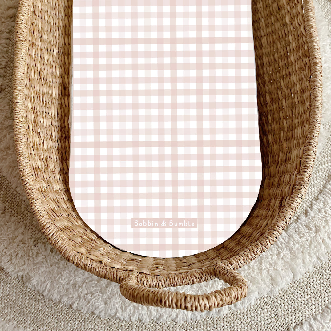 Baby Pink Gingham PVC Changing Basket Liner | Bobbin and Bumble | Bobbin and Bumble.