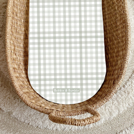 Sage Gingham PVC Changing Basket Liner | Bobbin and Bumble