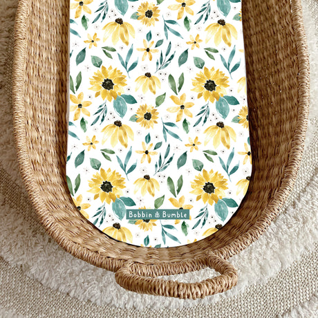 Sunflowers PVC Changing Basket Liner | Bobbin and Bumble