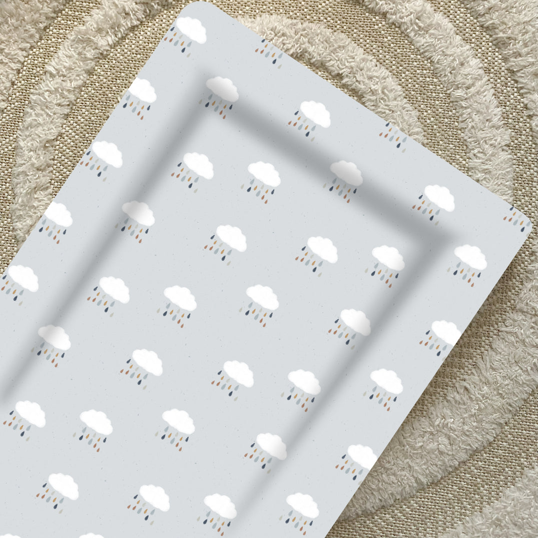 Deluxe Baby Changing Mat - Rain Cloud Print | Bobbin and Bumble.