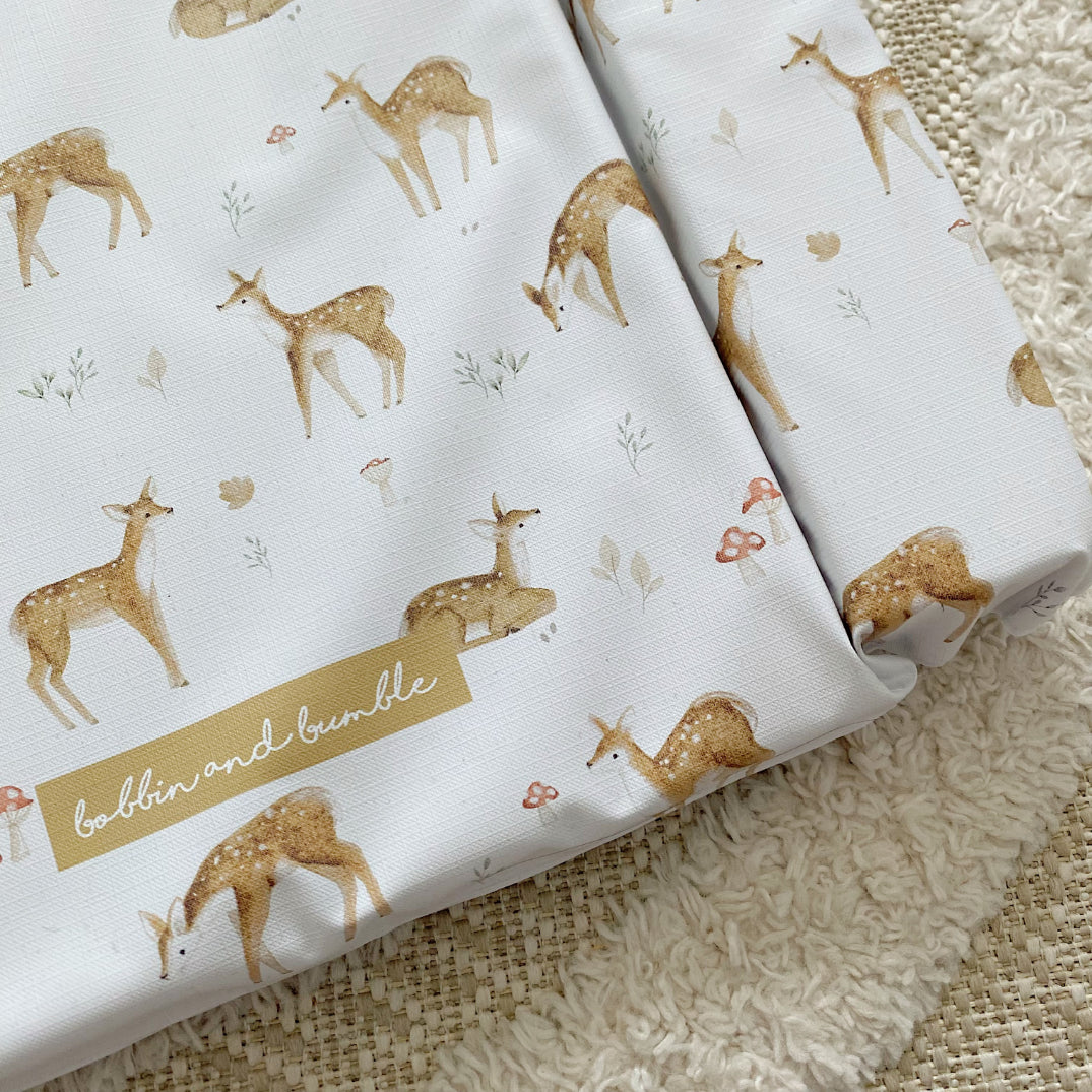 Deluxe Baby Changing Mat - Fawn Deer Print | Bobbin and Bumble.