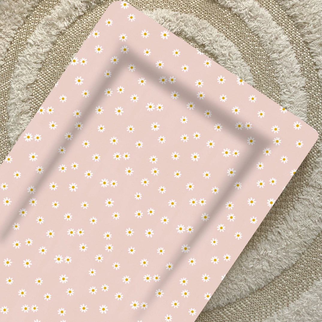 Deluxe Baby Changing Mat - Pink Daisy Print | Bobbin and Bumble.