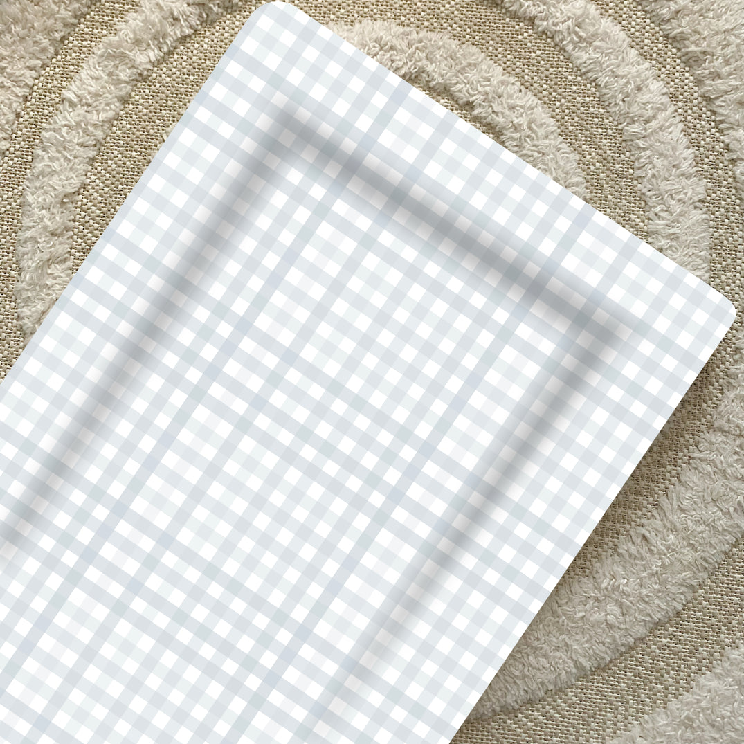 Deluxe Baby Changing Mat - Powder Blue Gingham | Bobbin and Bumble.