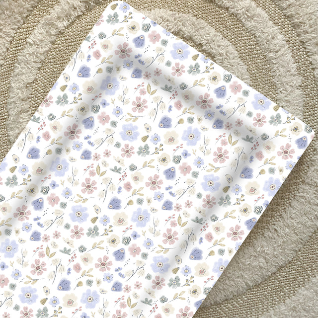 Deluxe Baby Changing Mat - Lilac Wildflowers | Bobbin and Bumble.