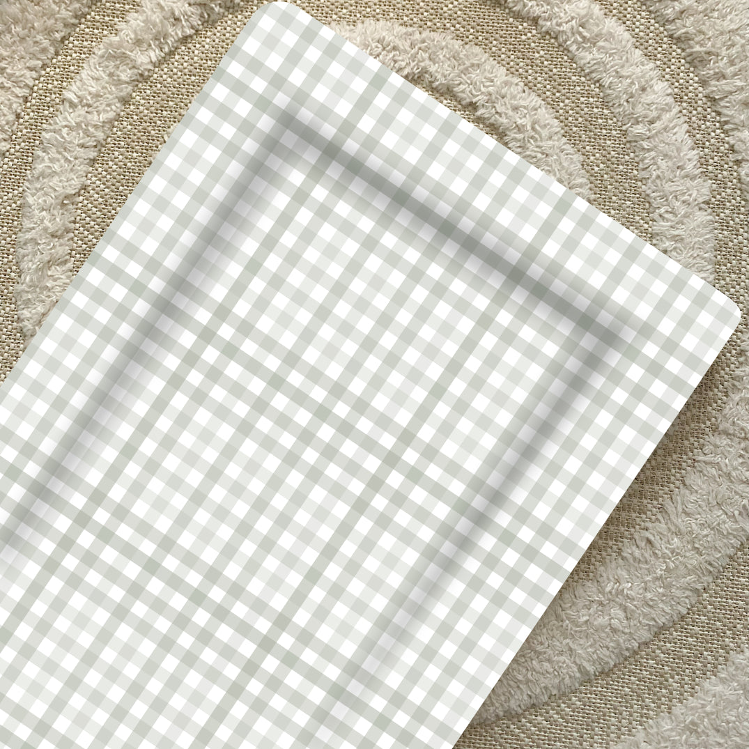 Deluxe Baby Changing Mat - Sage Green Gingham | Bobbin and Bumble.