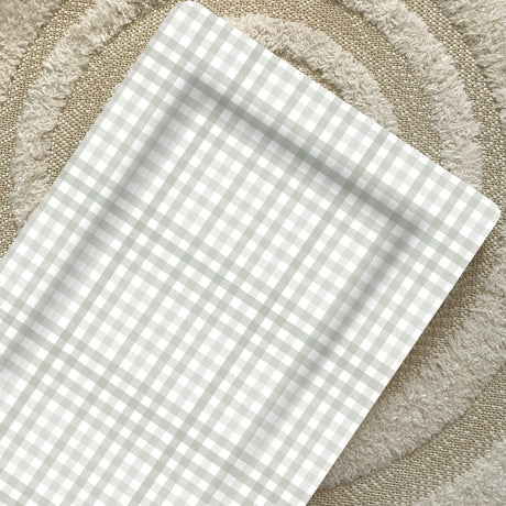 Deluxe Baby Changing Mat - Sage Green Gingham | Bobbin and Bumble.