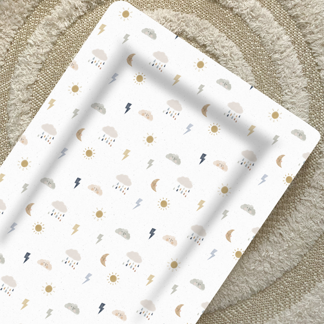 Deluxe Baby Changing Mat - Weather Print | Bobbin and Bumble.