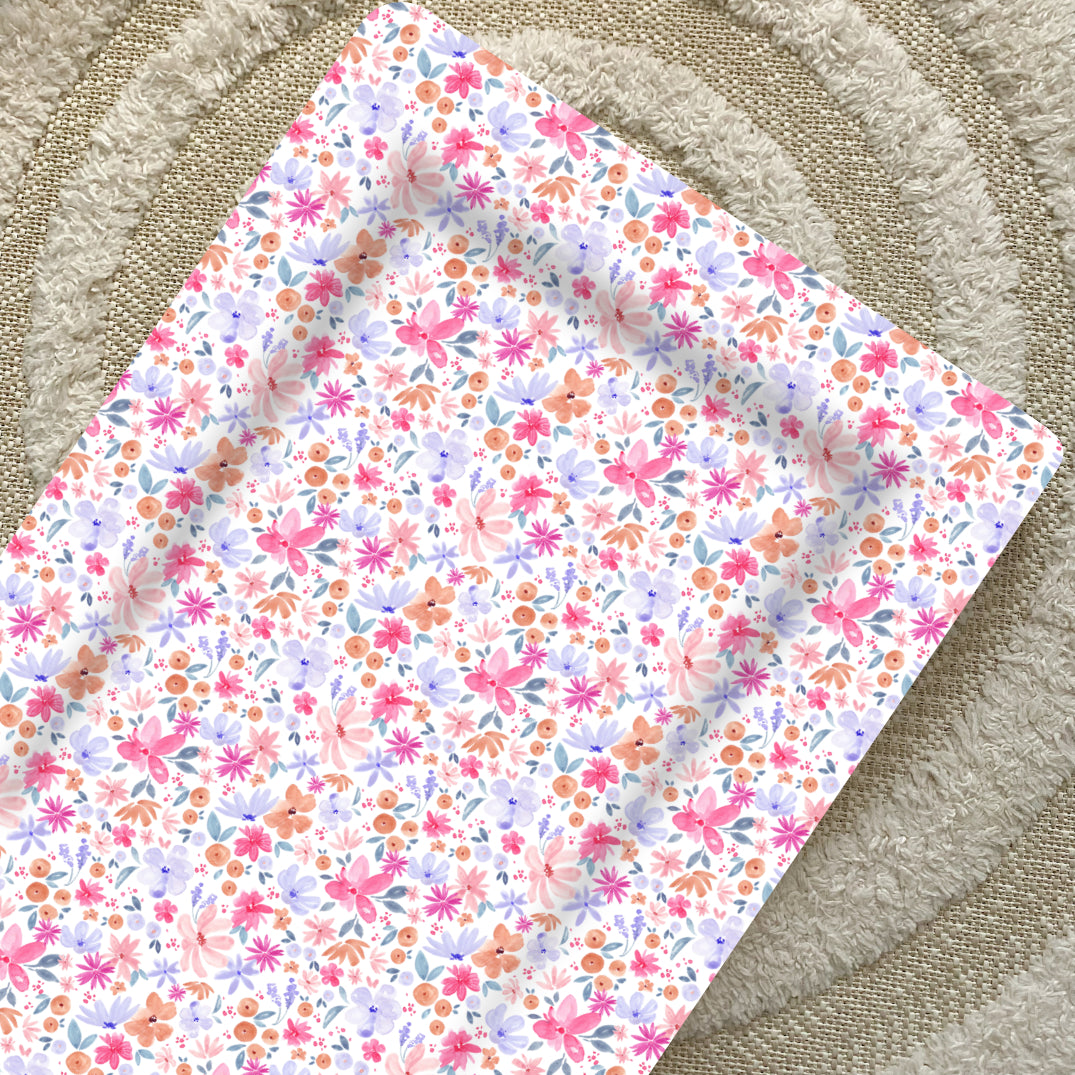 Deluxe Baby Changing Mat - Magenta Floral | Bobbin and Bumble.