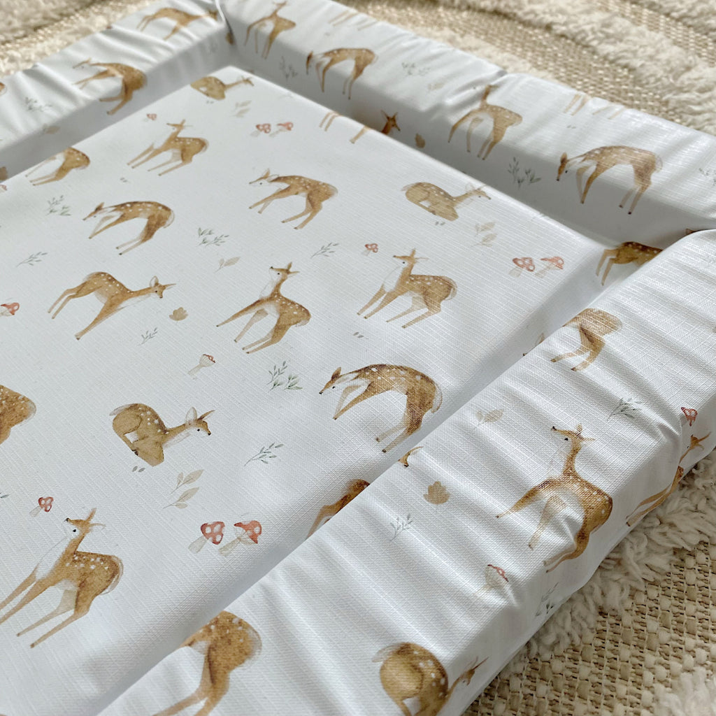 Deluxe Baby Changing Mat - Fawn Deer Print | Bobbin and Bumble.