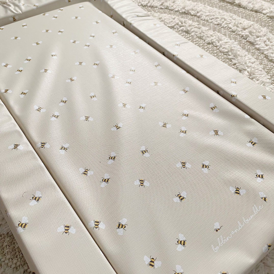 Deluxe Baby Changing Mat - Bee Print | Bobbin and Bumble.