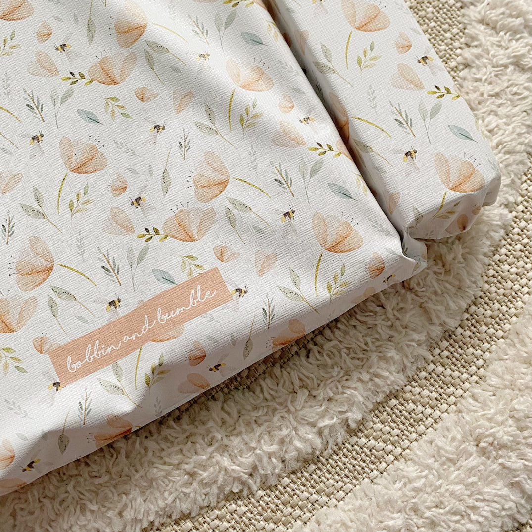 Deluxe Baby Changing Mat - Bee Garden Print | Bobbin and Bumble.