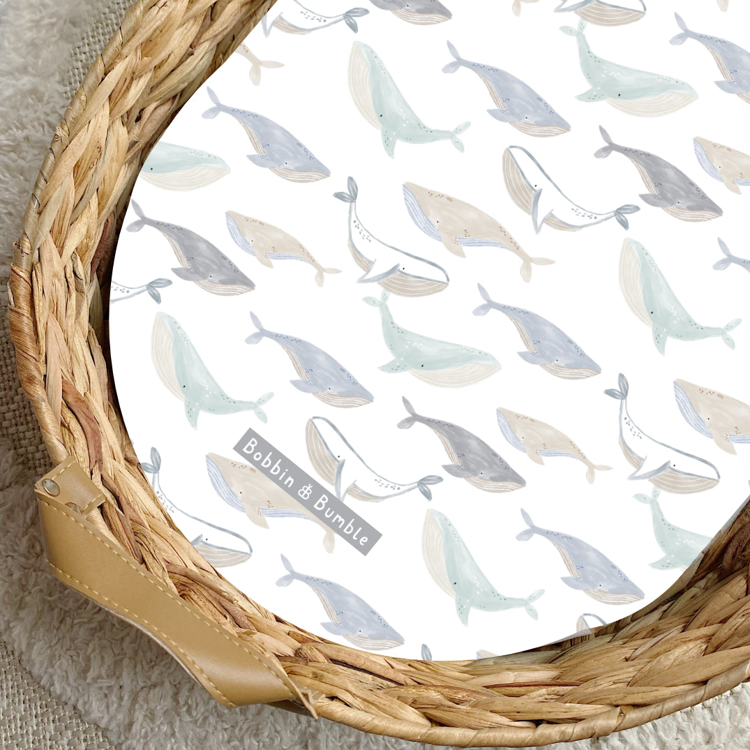 Whales PVC Changing Basket Liner | Bobbin and Bumble | Bobbin and Bumble.