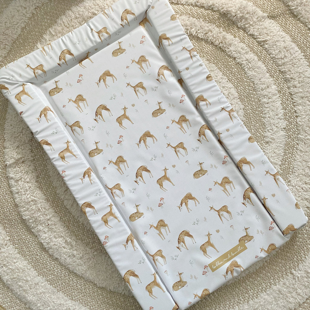 Deluxe Baby Changing Mat - Fawn Deer Print | Bobbin and Bumble.