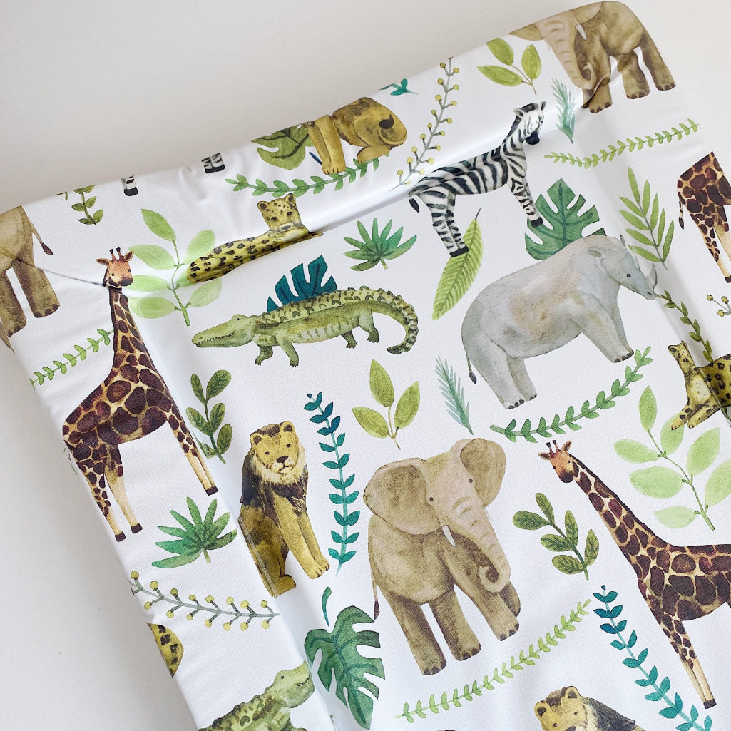 Deluxe Baby Changing Mat - Safari Animals Print | Bobbin and Bumble.