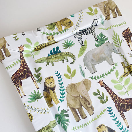 Deluxe Baby Changing Mat - Safari Animals Print