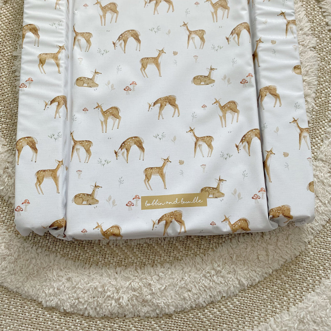 Deluxe Baby Changing Mat - Fawn Deer Print | Bobbin and Bumble.