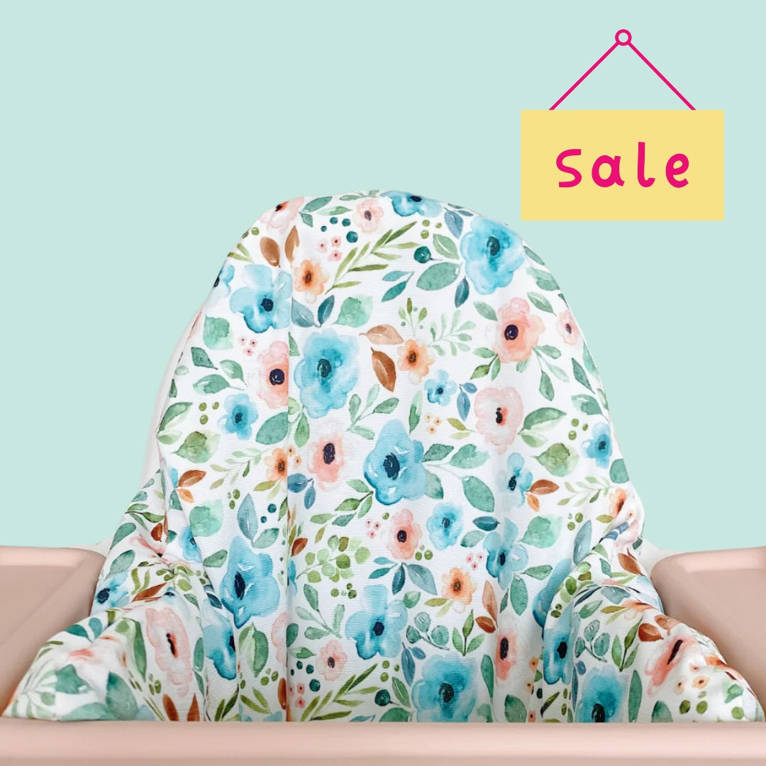 IKEA High Chair Cushion Cover - Blue Floral Print