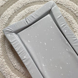 Deluxe Baby Changing Mat - Grey-green moon and stars Print | Bobbin and Bumble.