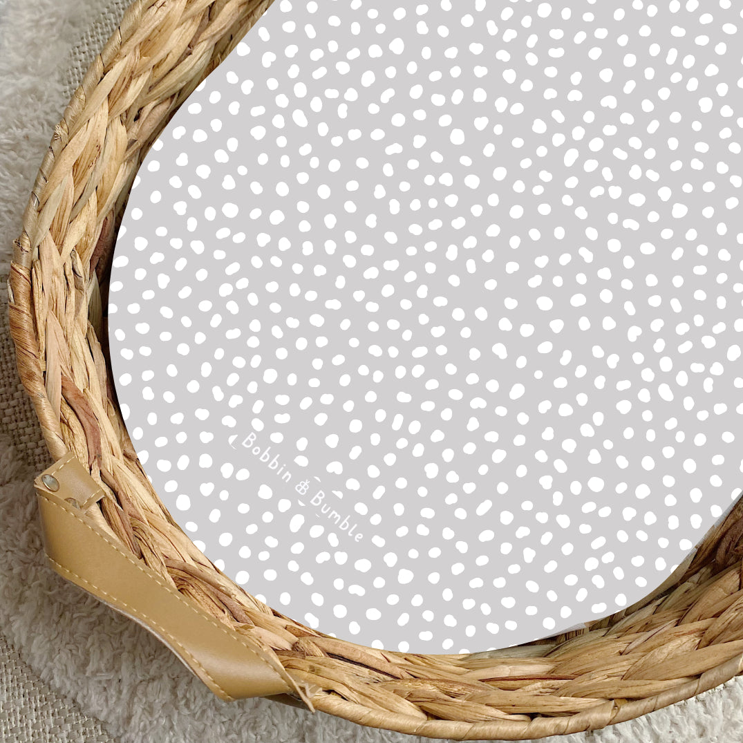 Grey Spotty PVC Changing Basket Liner | Bobbin and Bumble