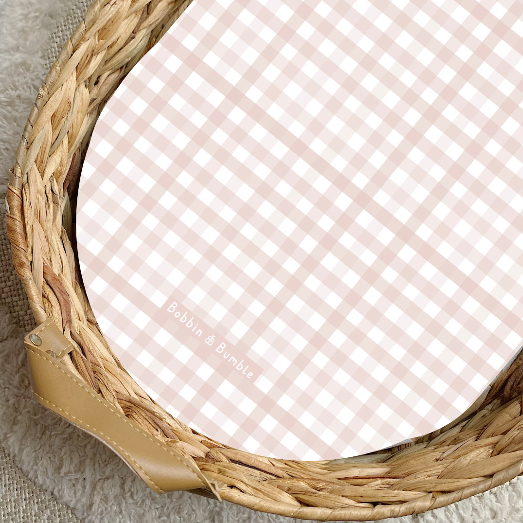 Baby Pink Gingham PVC Changing Basket Liner | Bobbin and Bumble | Bobbin and Bumble.