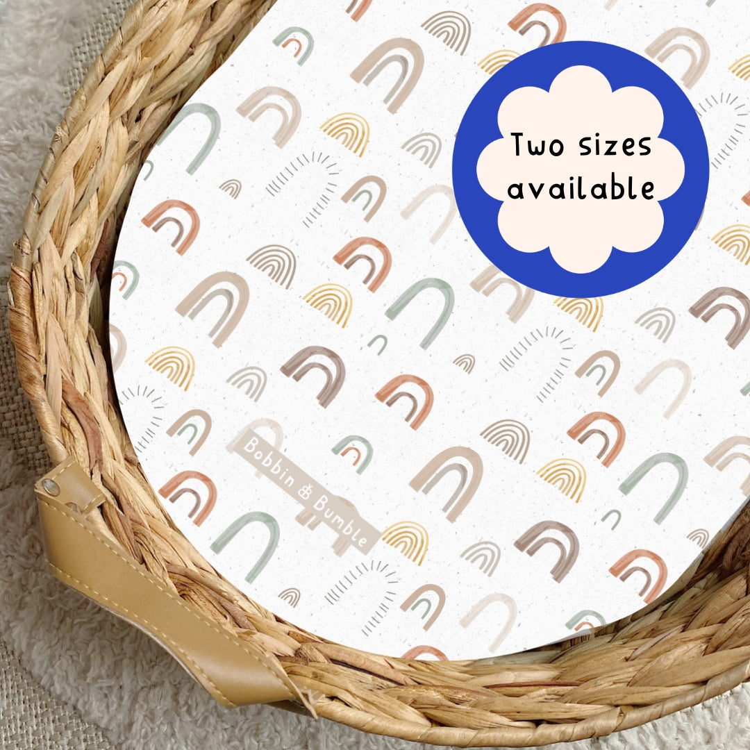 Natural Abstract Rainbows PVC Changing Basket Liner | Bobbin and Bumble | Bobbin and Bumble.