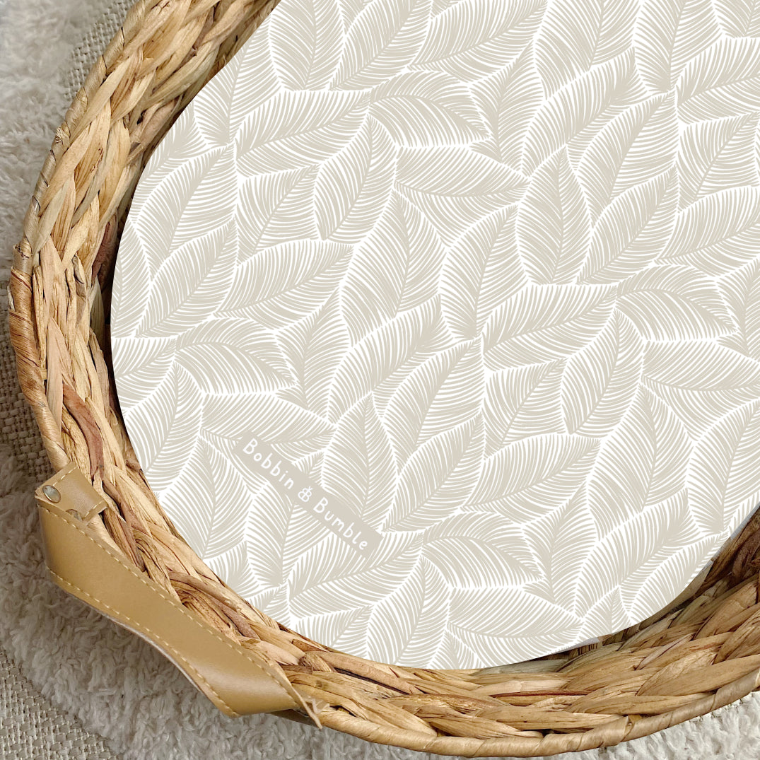 Beige Leaf PVC Changing Basket Liner | Bobbin and Bumble | Bobbin and Bumble.