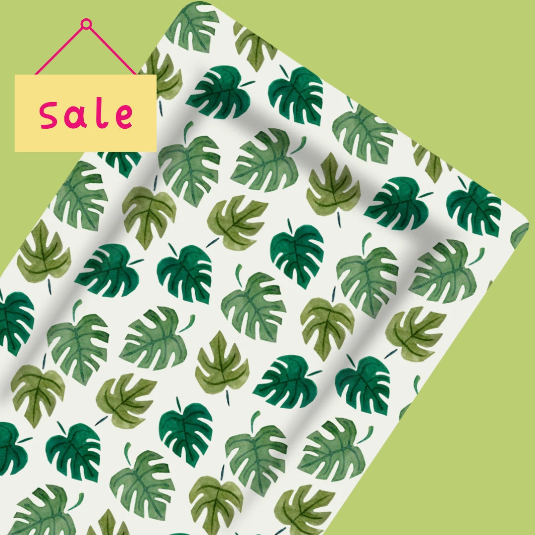 Deluxe Baby Changing Mat - Monstera Leaf Print | Bobbin and Bumble.