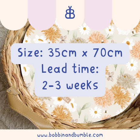 Peach and Cream Peony PVC Changing Basket Liner | Bobbin and Bumble