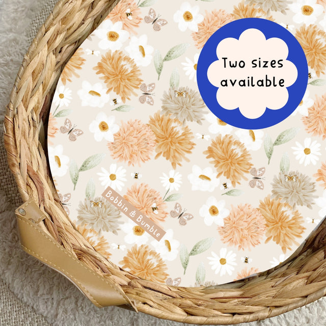 Peach and Cream Peony PVC Changing Basket Liner | Bobbin and Bumble | Bobbin and Bumble.