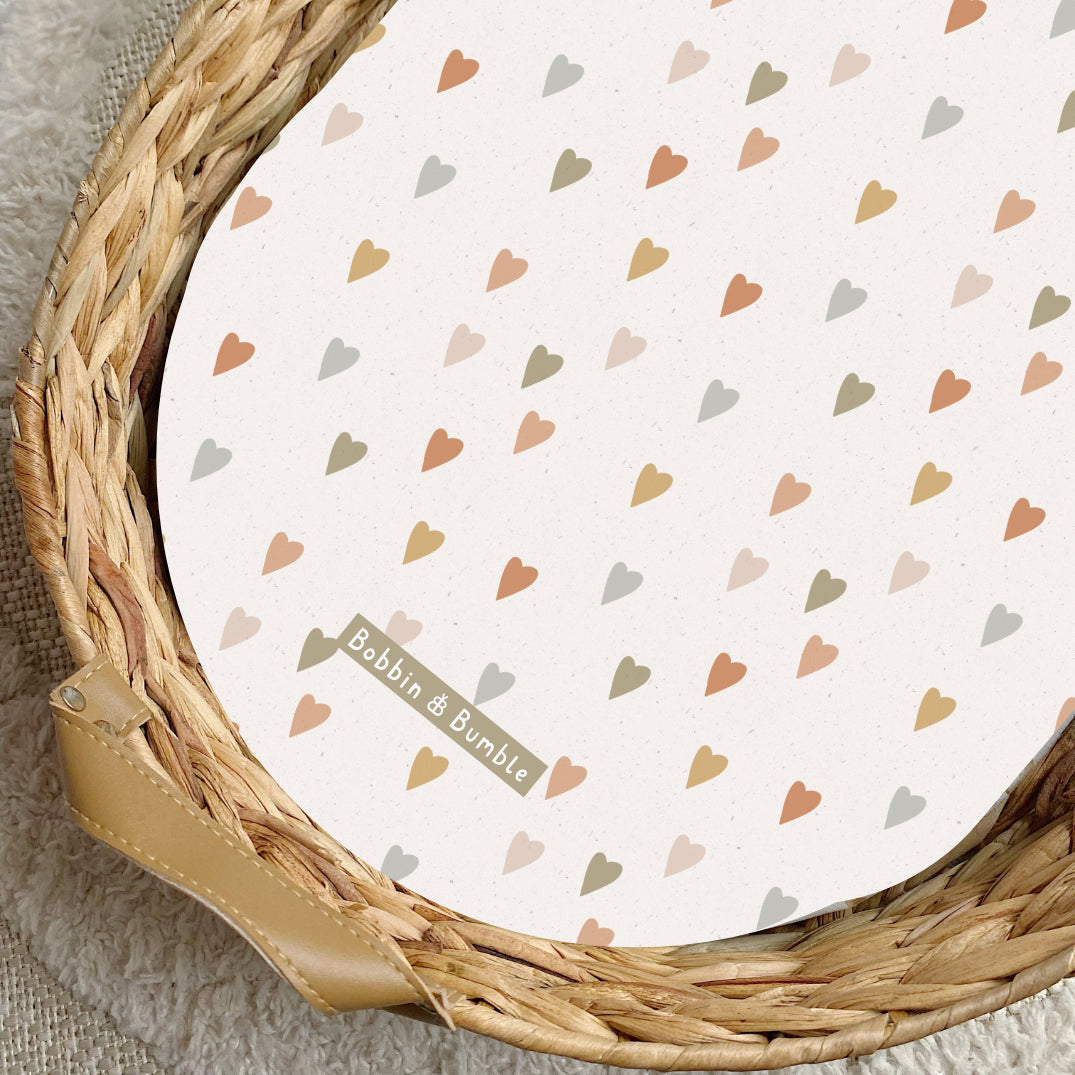 Rustic Love Hearts PVC Changing Basket Liner | Bobbin and Bumble | Bobbin and Bumble.