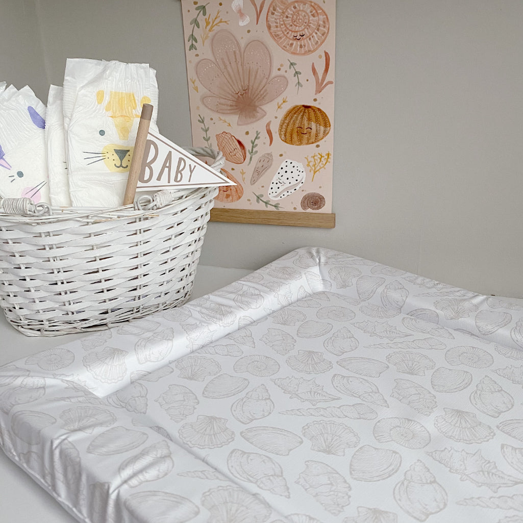 Deluxe Baby Changing Mat - Seashell Print | Bobbin and Bumble.