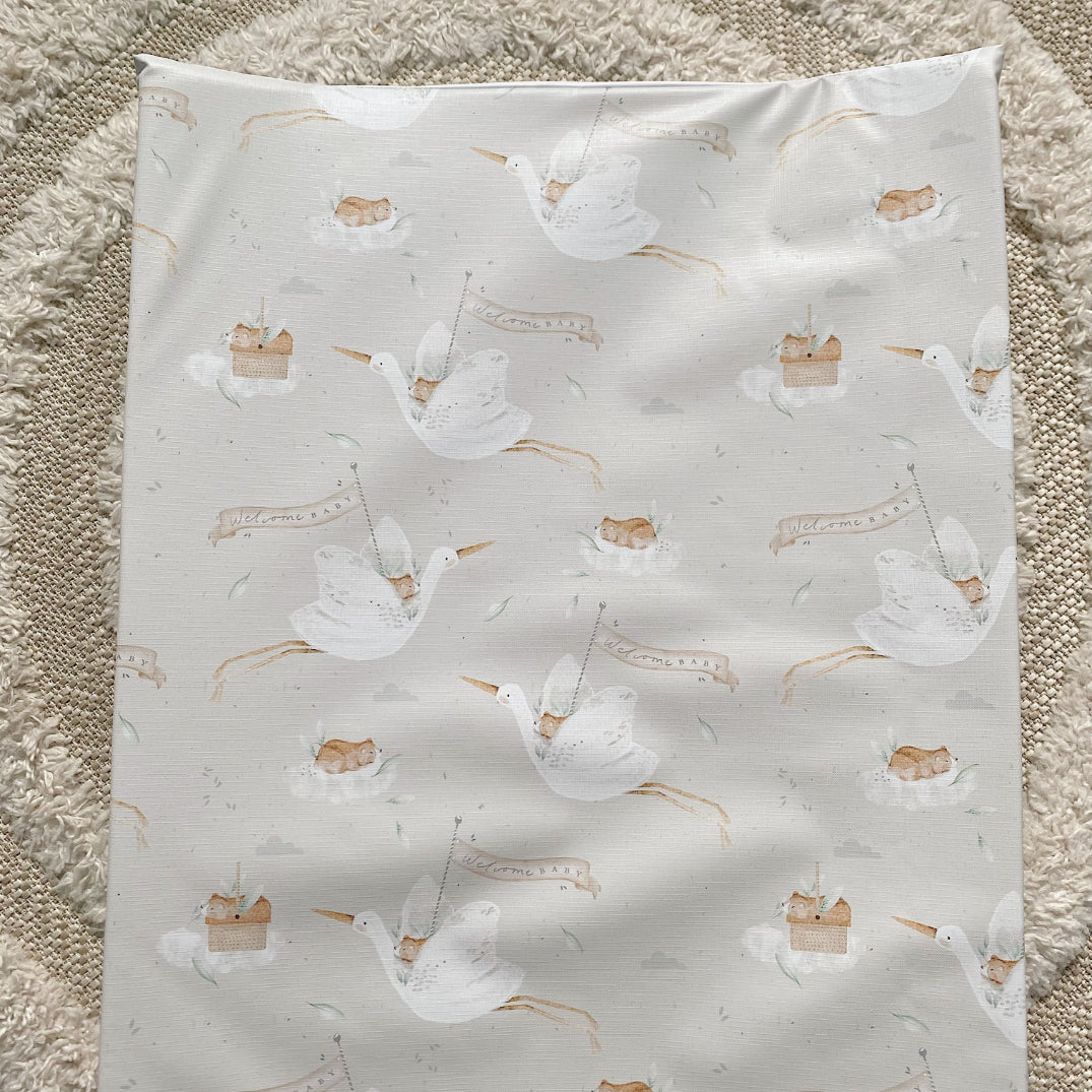 Anti-Roll Wedge Baby Changing Mat - Welcome Baby Print | Bobbin and Bumble.