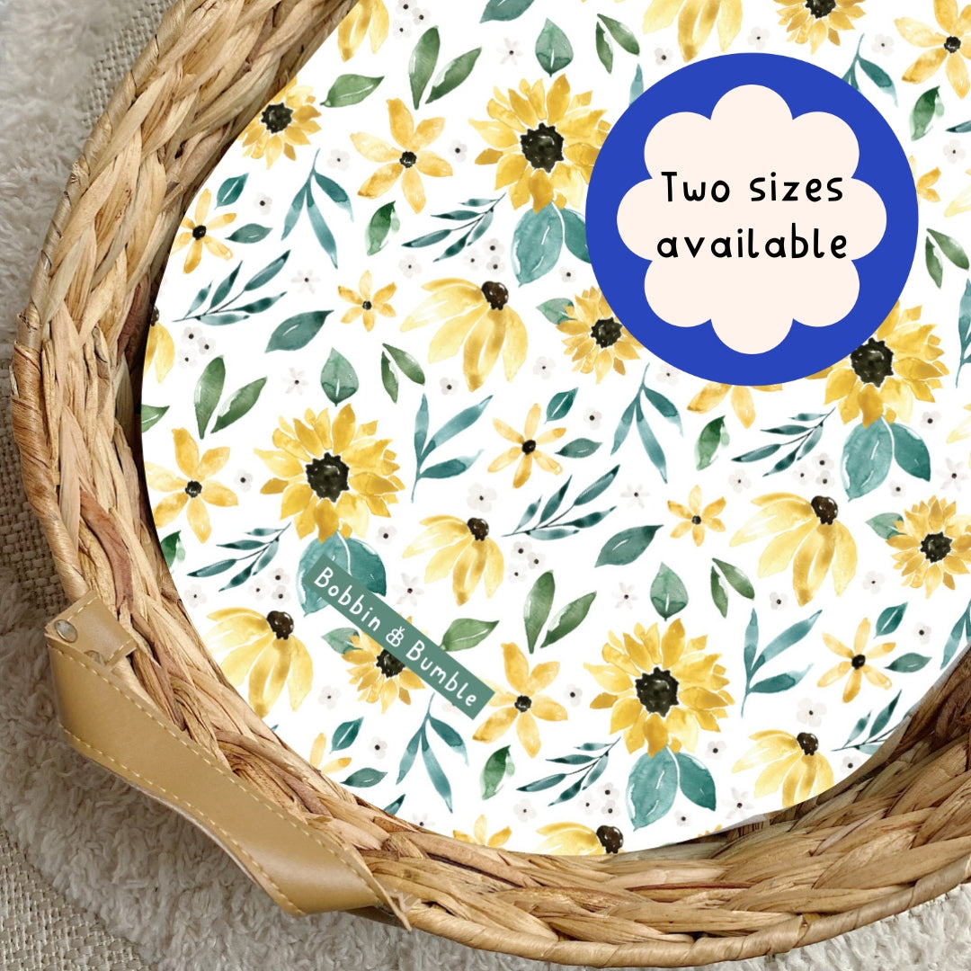 Sunflowers PVC Changing Basket Liner | Bobbin and Bumble | Bobbin and Bumble.