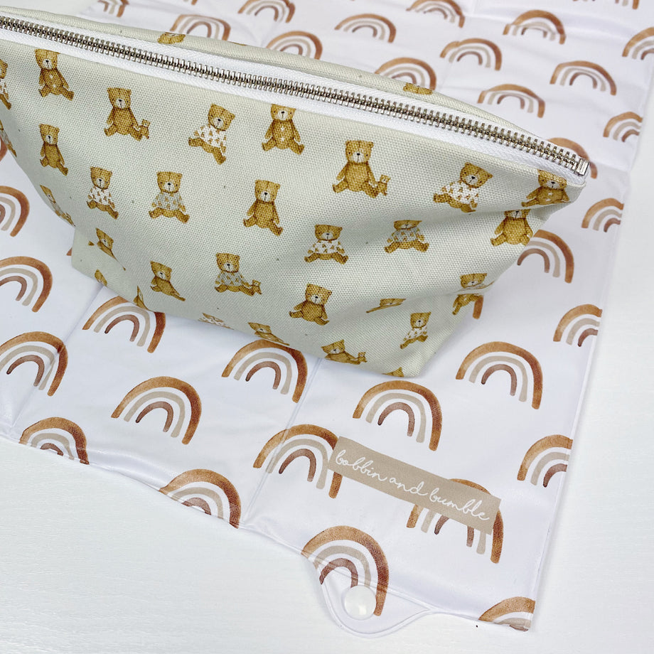 Nappy Wallet - Teddy Bear Print, Bobbin and Bumble