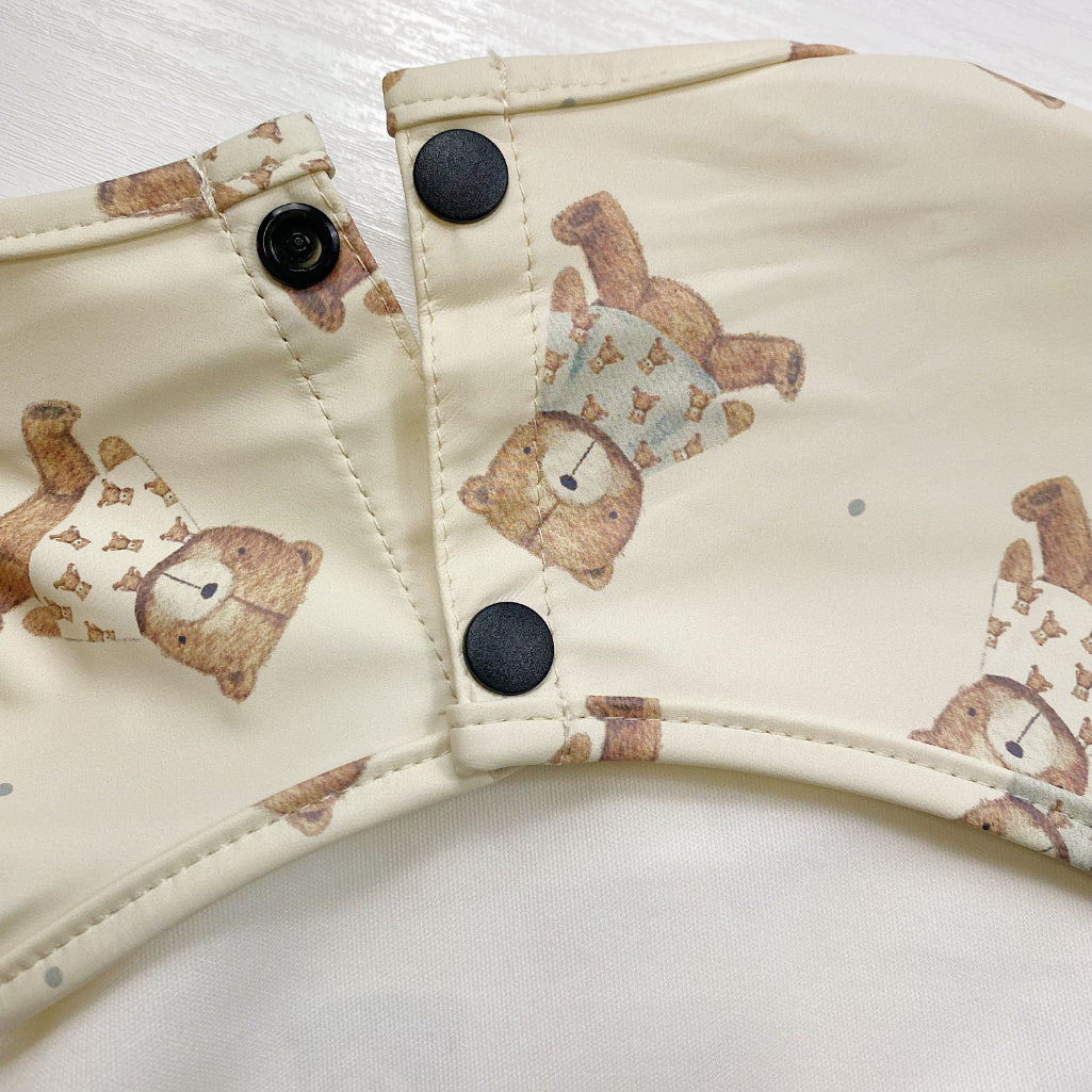 Long Sleeved Baby Bib - Teddy Bear Print | Bobbin and Bumble.