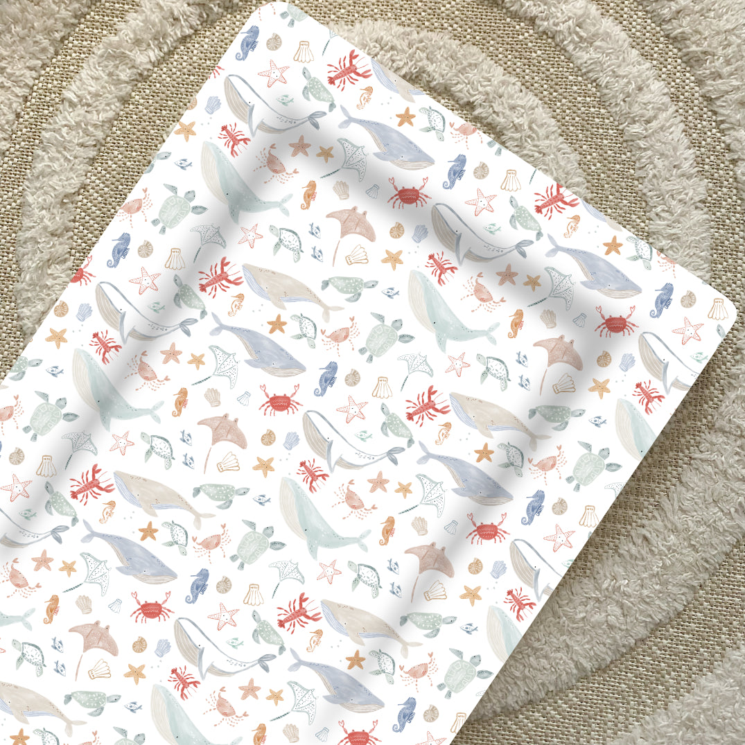 Deluxe Baby Changing Mat - Deep Blue Sea Print | Bobbin and Bumble.